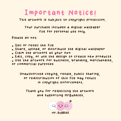 Digital wallpaper usage notice